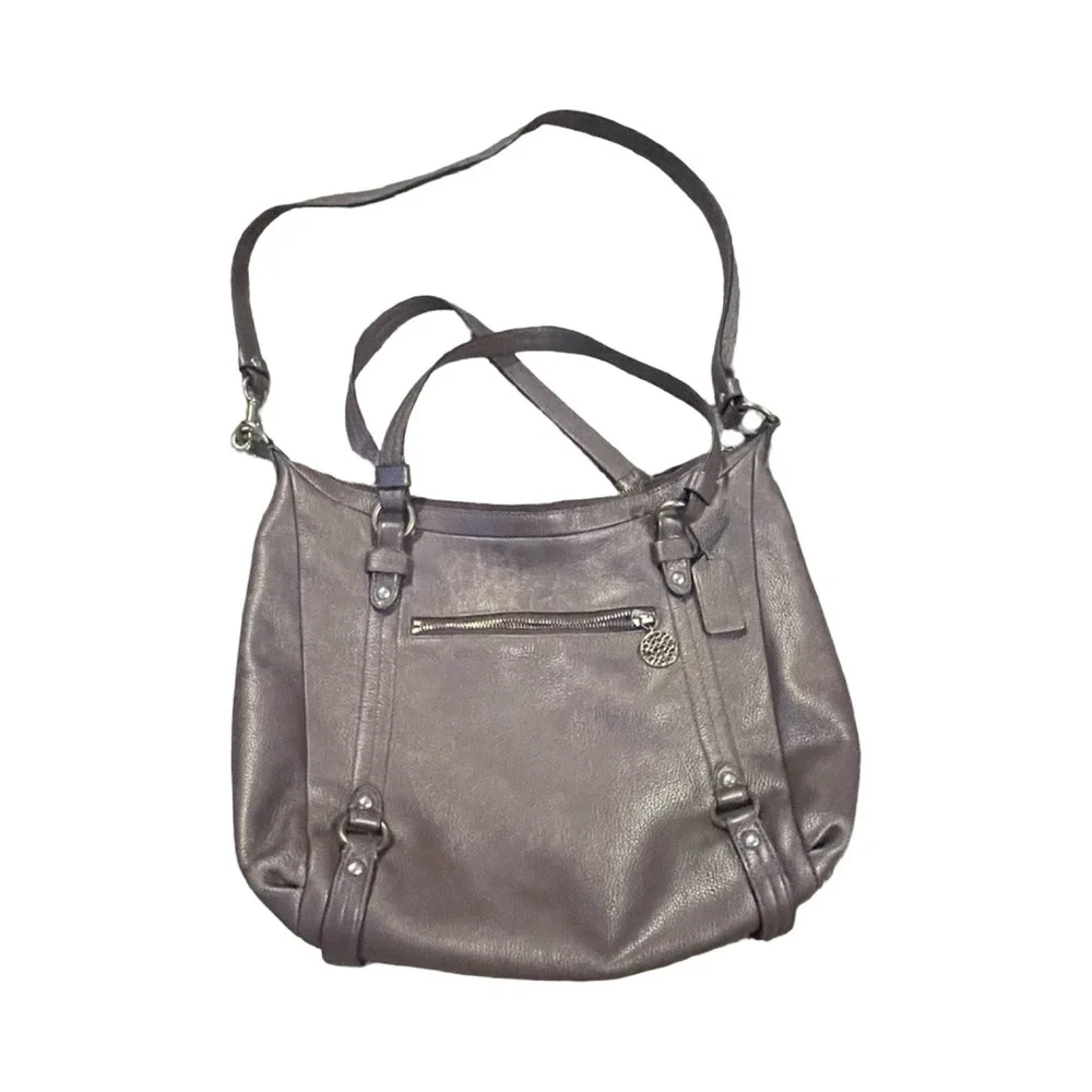 Coach Chelsea Metallic Mauve Leather Hobo Crossbody‎ Bag 17816 Purple Pewter